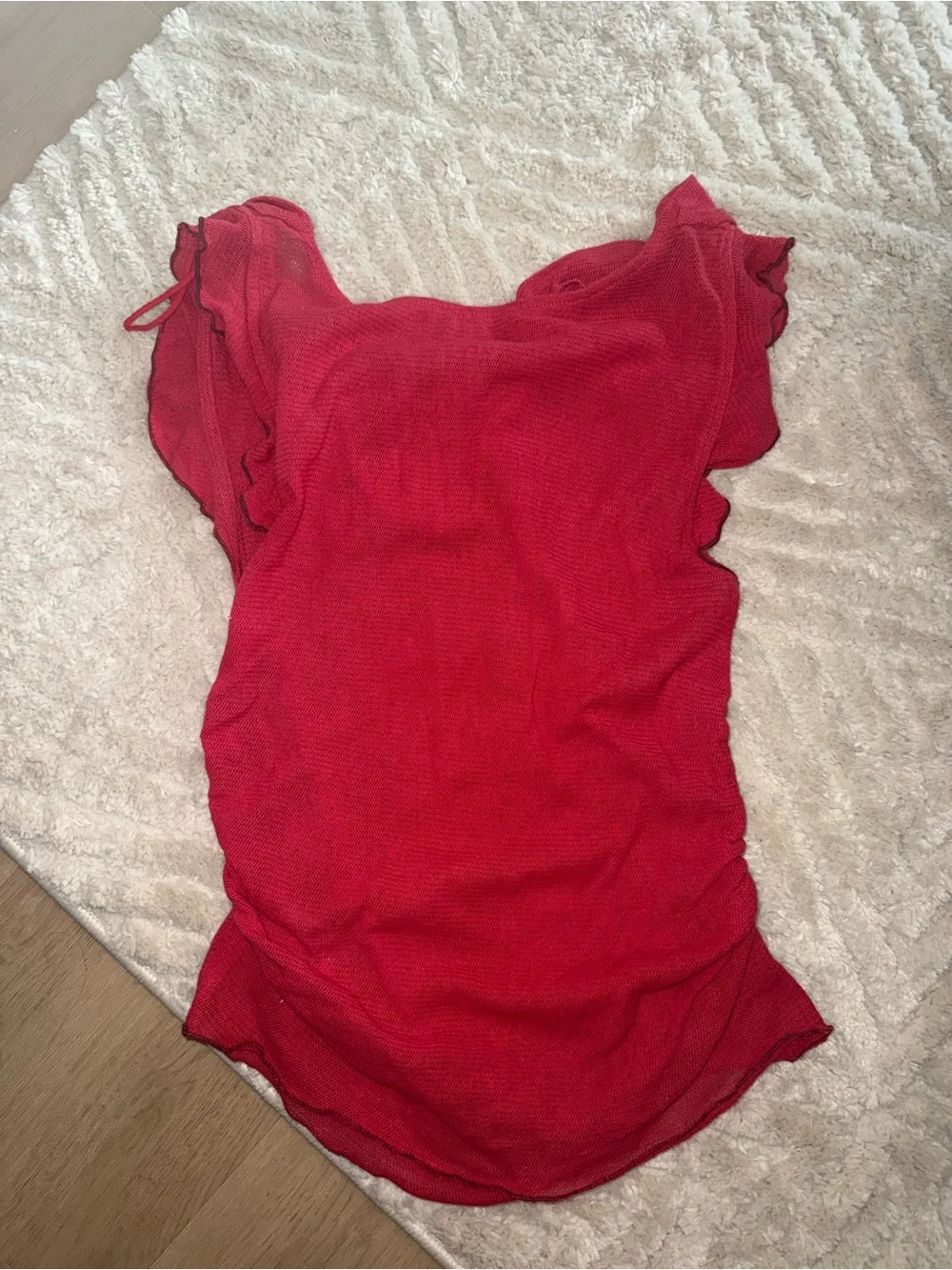 Free People Hot Pink Sheer Knit Cowl Neck Top